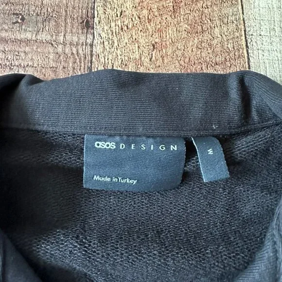 ASOS dark future oversized heavyweight jersey button down shirt logo m - Picture 2 of 7